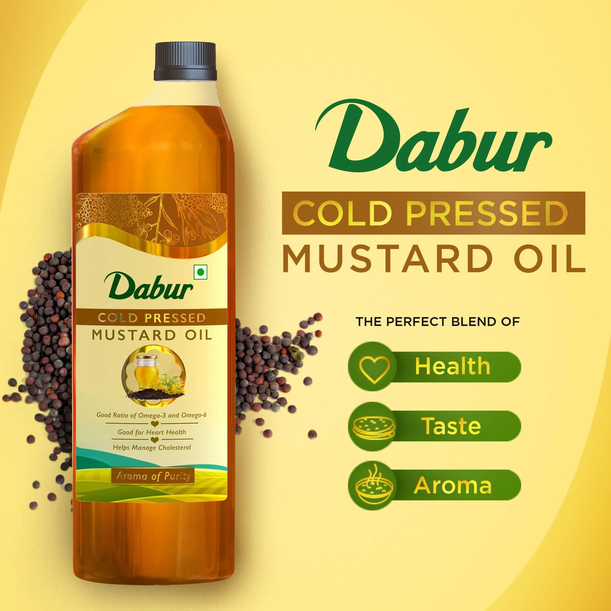 Dabur Cold Pressed Mustard Oil 1L+ Daanedaar Cow Ghee – 900ML | Authentic Taste & Health - Image 4